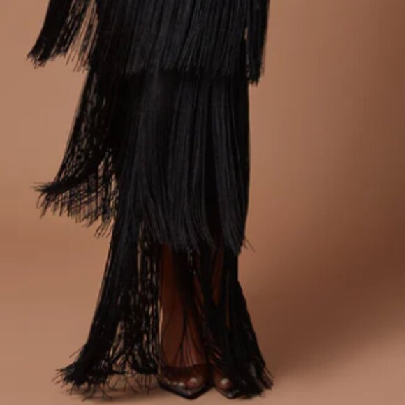 Faye Bandage Fringe Maxi Dress, Black, Medium, NWOT - Picture 2 of 6